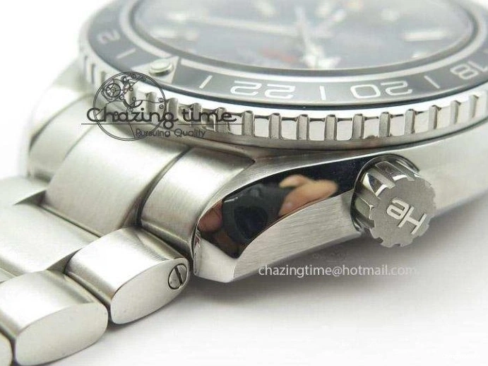 0119 Planet Ocean GMT 42mm V6F Best Edition Black Dial Silver Markers On SS Bracelet A Casual 8273